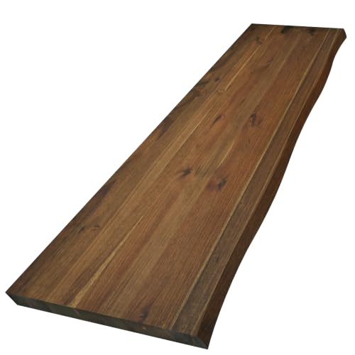 Howizz Walnut Live Edge Butcher Block Countertop 60 x 25 x 1.5 Inches, Solid Acacia Wood Table Top - Single Live Edge