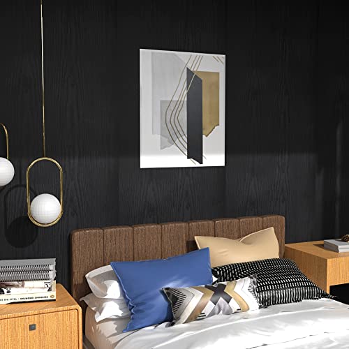 Yinhua 11.8"×78.7" Black Wood Contact Paper Peel And Stick Wallpaper, Wood Grain Contact Paper For Cabinets Countertops Shelves Walls, Self Adhesive Wall Paper Sticker Pull And Stick Waterproof #TOP3