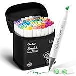 Ohuhu Alcohol Markers Brush and Chisel Tip: 48-Color Double Tipped Art Marker Set for Artist Adults Cozy Coloring Illustrations - Honolulu - Brush and Chisel Dual Tips- Refillable - AP Certificated