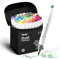 Ohuhu Set da 64 Pennarelli a Doppia Puntina ad Acqua (Pennello & Fine) per Libri da Colorare per Adulti, Senza Odore & Non Tossici - Ideali per Manga, Lettering, Journaling e Illustrazione