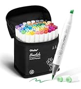 Ohuhu Alcohol Markers Brush and Chisel Tip: 48-Color Double Tipped Art Marker Set for Artist Adul...