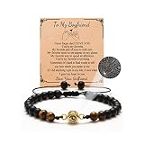 QWNHONEY Gift for Boyfriend Bracelet I Love You 100 Languages Tiger Eyes Gift for Men Chritmas Birth