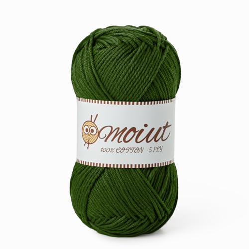 Image of Cotton Yarn for Crocheting, Baby Yarn for Crocheting Soft, 131yds / 1.76oz Fluffy Amigurumi Crochet Yarn, 5 Ply 100% Milk Cotton Yarn for Puzzle、Socks、Clothes(Army Green)