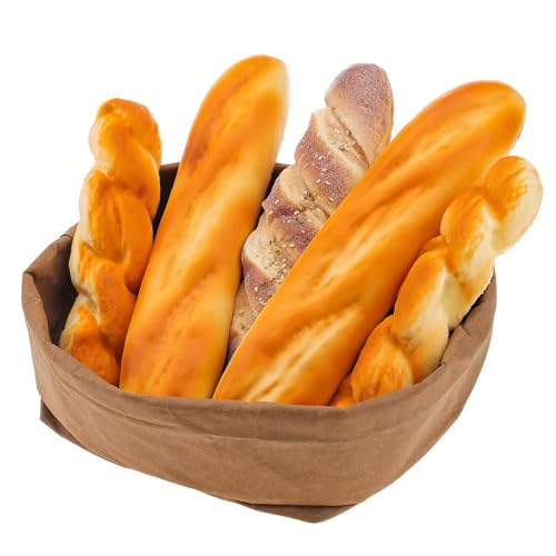 Meiwlong 5pcs Fake Bread Set Realistic French Baguette for Decorations