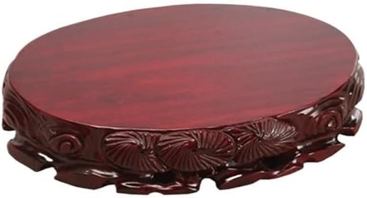 Bonsai Pedestal Vase Pedestal Stands Base Solid Wood Ornaments Handicraft Oval Flower Potted Buddha Statue Bracket Planter Stand Plant Holder