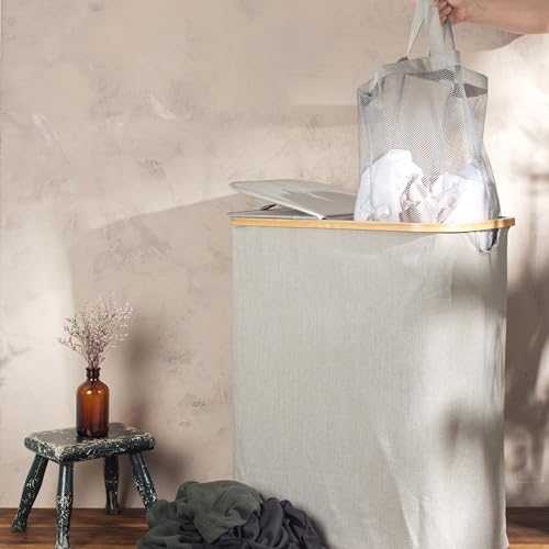 Salter LASAL30292EU7 100L Dual Laundry Hamper – Large Washing Basket with Removable Bags to Separate Laundry, Laundry Bin with Lid, Carry Handles, Easy Manoeuvrability, 54 x 33 x 65cm, Warm Harmony - Image 7