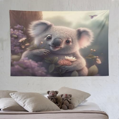 Tapisserie murale koala PAZZK pour habiller un grand mur vide et decorer votre maison