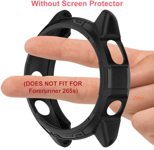 Image of Zitel Case Compatible with Garmin Forerunner 265, (Does NOT FIT for Forerunner 265s) Bumper Cover Shell (Without Screen Protector) - Black