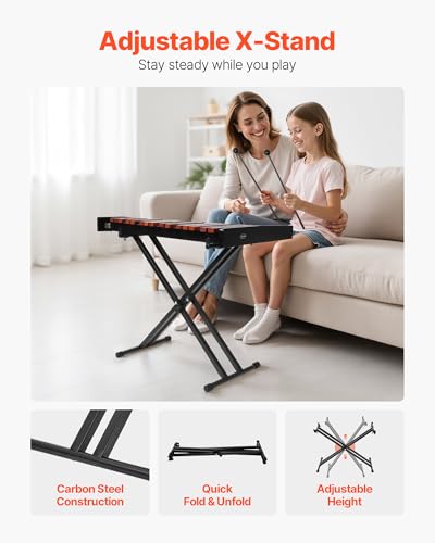 Image of VEVOR Glockenspiel Xylophone, 37 Notes, Wooden Professional Xylophone Percussion Instrument, with Height Adjustable Stand, 4 Mallets, Carrying Bag, Beginner Musical Instrument Kit for Adults and Kids