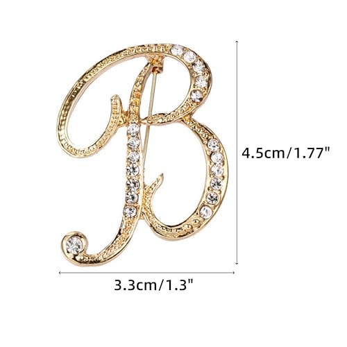 Image of Rhinestone Initial Brooch Pin for Women, Alphabet Gold Letter Brooch A-Z with Crystal, Metal Pin for Hat Bag Dress Suit Accessory for Men