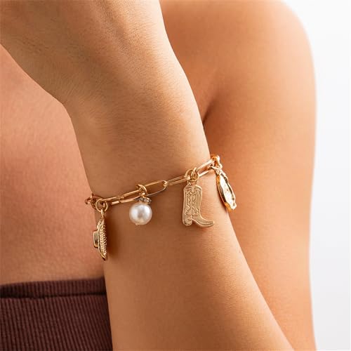 Dainty Gold Bracelets for Women Boho Starfish Sea shell Bracelet Punk Cowgirl Boot Horse Bracelet Handmade Adjustable Charm Jewelry4