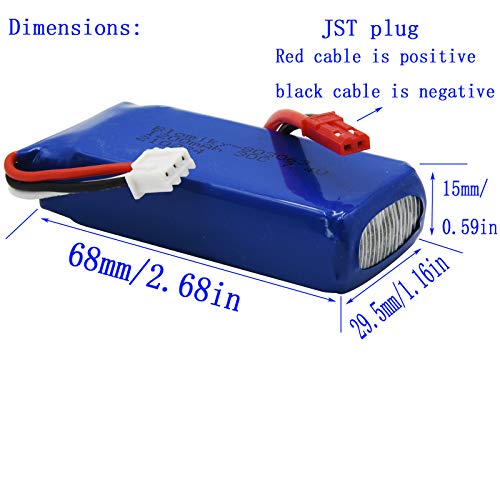 Blomiky 2 Pack 7.4V 1200Mah Lipo Battery Pack With Jst Plug And Charger Replacement For Udirc Ud1601 Ud1602 Pro Fisca Cheewing 1/16 Scale 20Mph 30Km/H Rc Truck / X6 Battery And Usb 2 #TOP1