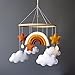 Rainbow Baby Mobile Neutral – Stars & Clouds Brown Mustard Nursery Decor – Handmade Crib Mobile for Baby Boy or Girl – Boho Baby Shower Gift