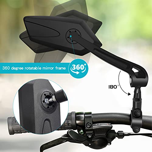 1 Pair Adjustable Bike Mirrors, Wide Angle Hd Glass Bike Mirrors For Handlebar Rearview Mirrors, 360 Degree Rotatable Mirrors For Bicycle #TOP3