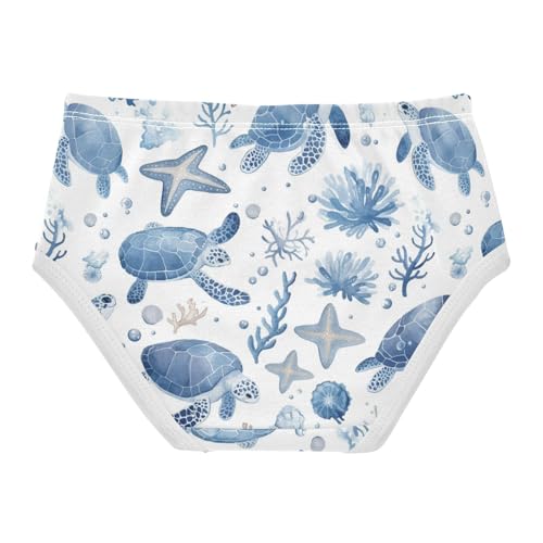Wusikd Blue White Turtles Girls' Underwear Cotton Sea Girls Briefs Soft Toddler Underwear 2T2