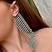 Turquoise ear cuff Handmade Blue beads earring Boho cuff No piercing wrap Silver threader long chain bohemian jewelry Native American jewellery Christmas jewelry gift for wife Mexican tribal jacket