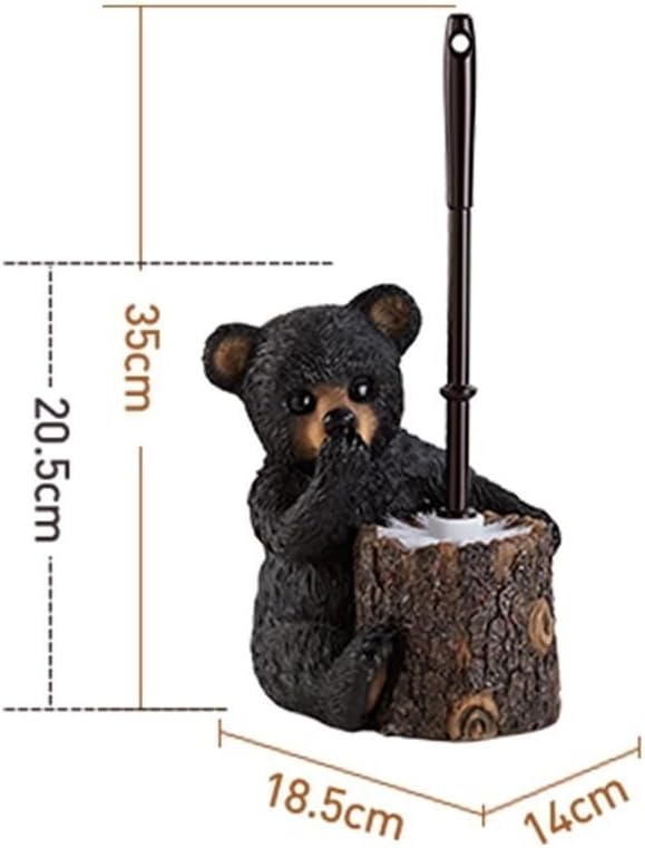 Toilet Brush and Holder, Cute Resin Bear Toilet Bowl Brush and Holder Creative Animal Toilet Cleaner Brush for Bathroom image 2