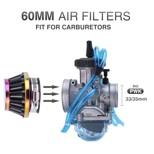 Image of 2PCS Motorcycle 35MM Air Intake Filter Universal Carburetor Air Filter Cleaner for Dirt Pit ATV SSR TTR Bike Breather Filter Fit for Many Different Carburetors (Colorful 60MM)