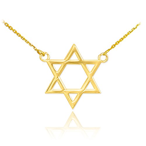 High Polish 14k Gold Jewish Star of David Charm Necklace (yellow-gold, 18 Inches)