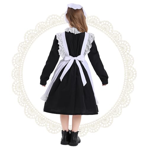 Disfraz completo estilo sirvienta victoriana para niña miniatura 3