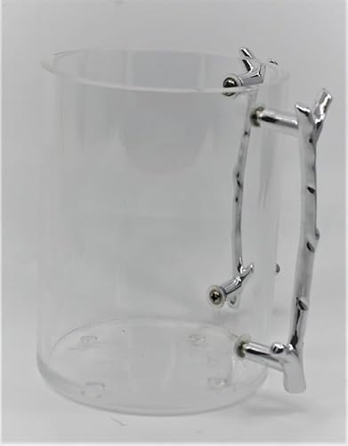Majestic Giftware Lucite Washing Cup for Netilat Yadayim - WC914 | 5" Judaica Wash Cup Negel Vasser for Jewish Ritual with Dual Tree Design Silver Handles & Screws