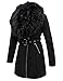 Geschallino Lange Jacke aus Wildlederimitat für Damen, Moto Biker Parka Mantel mit abnehmbarem Pelzkragen FF206 Schwarz XXL
