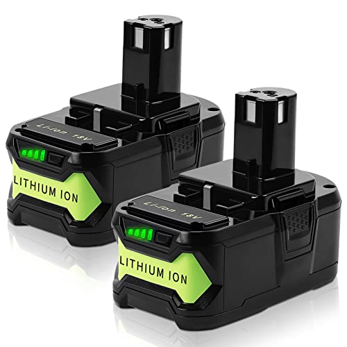 DSANKE Lot de 2 batteries Li-ion 18 V 5000 mAh pour Ryobi ONE+ RB18L40 RB18L50 RB18L25 RB18L13 P108 P107 P122 P104 P105 P102 P103 18 V Cover