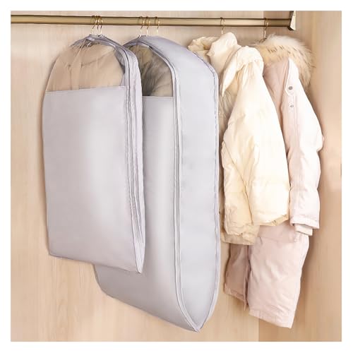 Hanging Garment Bags with Self Compression Zipper, Long-Lasting Dustproof Suit Bag Garment Covers, Space Saving Large Capacity Wardrobe Clothes Storage Bags for Down Jacket(Size:90cm-1Pcs)