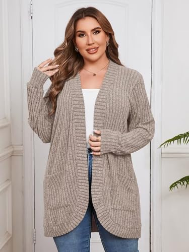 Image of BELAROI Women Plus Size Cardigan Sweater Fall Outfit