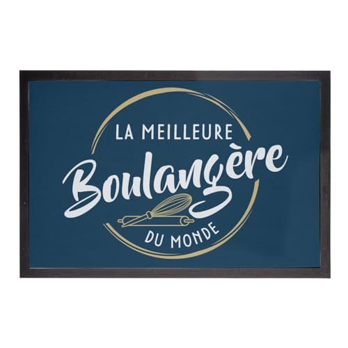Paillasson boulangère bleu, cadeau idéal de 75x50cm