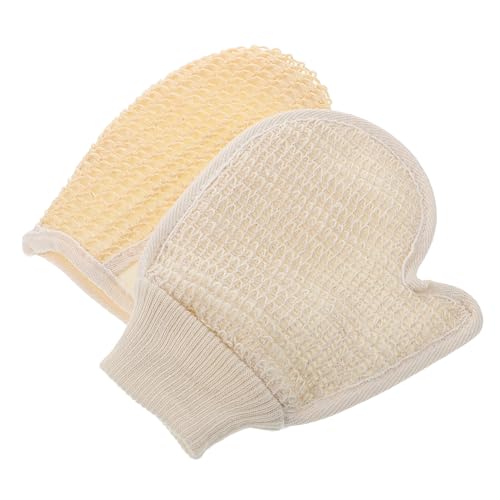 Healvian 2 piezas Guantes Exfoliantes de Ducha de Sisal y Cuidado Corporal Exfoliación Natural y Masaje de Espalda Diseño Ligero y Compacto para