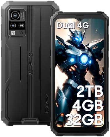 Blackview Rugged Phone BV4800, Android 4GB+32GB/SD 2TB Rugged Smartphone, 6.56" Incell Screen 5180mAh Rugged Phone, 4G T-Mobile Dual SIM Rugged Smartphone Unlocked, IP69K, 3 Card Slots/Face ID-Black