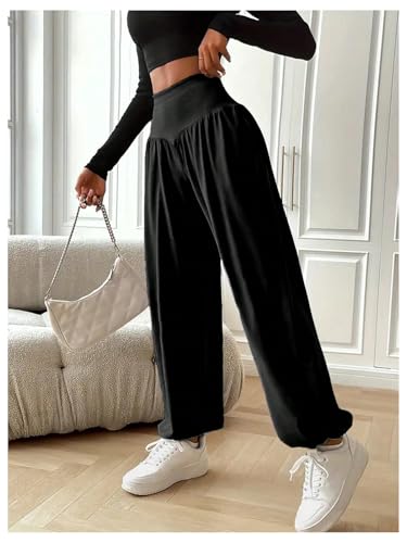 SOLY HUX Women's High Waisted Yoga Pants Wide Leg Sweatpants Workout Dance Joggers4