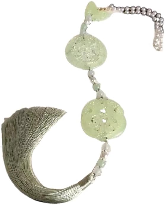 Chinese Jade Pendent Beads Tassel Traditional Hanfu Ban Step Waist Accessories Green Jade Pendent (Light Green)