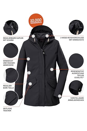 killtec Mädchen Softshellparka/Parka mit Kapuze und Taillenregulierung KOS 120 GRLS SFTSHLL PRK, schwarz, 164, 44136-000