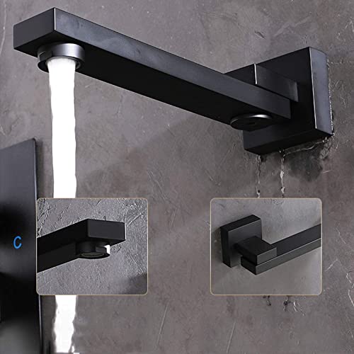 Mélangeur de douche d'hôtel encastrable noir avec robinet de douche au plafond - 6