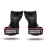 Encore Grips® Zughilfen für Krafttraining Fitness Bodybuilding Gewichteheben Kraftsport Lifting, mit Handgelenk Handbandage Gewichte Training Handschuhe Griffe Gym Equipment (Rot, L)