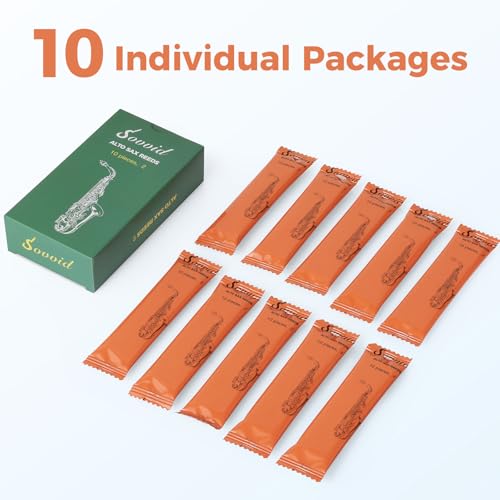 Handcrafted Alto Saxophone Reeds 2.0 – Premium Natural Cane, Warm & Rich Tone, Durable & Consistent, Thinner Tip for Easy Play, Individually Packed with Portable Reed Case (Box of 10) - Thumbnail 5