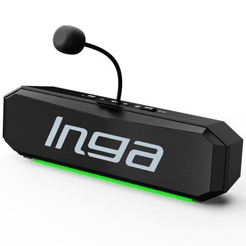 INGA Computer Speakers with Detachable Mic, Plug-and-Play USB Soundbar with Dynamic Lighting, Game/Music Modes, Compatible with PC, Laptop, PS5, Mac