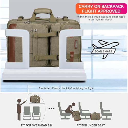 Image of WITZMAN Canvas Travel Backpack for Men Large Laptop Backpack Fit 16 inch Carry-on Airline Approved Shoulder Rucksack