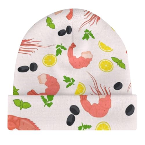 Shrimp Lemon Food Pattern Kids Beanie Hat for for Girls Boys Children Cap Winter Knitted Chemo Cancer Headwear Accessories Gifts Decoration4