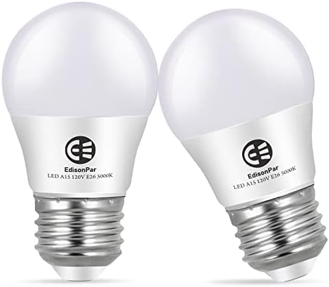 2-Pack LED Refrigerator Light Bulbs - 40W Equivalent A15 Daylight 5000K E26 Base