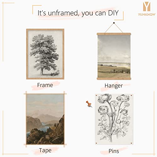 Rustic French Country Wall Art Decor - Boho Art Deco Victoria Picture Bathroom - Modern Farmhouse Kitchen Poster Print - Aesthetic Vintage Landscape Set, Horse Lake Mountain Tree Sketch Meadow Nature #TOP6