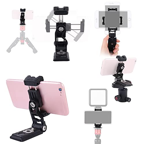 IFOOTAGE Phone Tripod Mount, Smartphone Tripod Adapter with 38mm/50mm Base Plate Adapter for Video Live Stream Vlog TikTok Selfie - Black