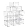 SONGMICS schoenendozen, schoenenopberger van kunststof, met deur, transparant, kunststof boxen, set van 12, stapelbaar…