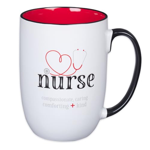 Christian Art Gifts Ceramic Coffee Mug – 15 oz. Microwave and Dishwasher-Safe Inspirational Scripture Coffee and Tea Mug with Encouraging Words: God Found the Strongest People and Made Them Nurses