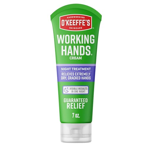 O’Keeffe’s Working Hands Night Treatment Hand Cream for Extreme Dryness – 7 oz Tube (1 Pack) – Repairing Skincare for Cracked, Dry Hands