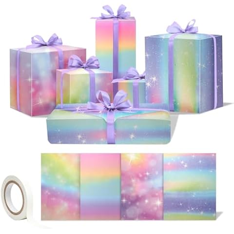 Rainbow Gradient Birthday Wrapping Paper Set Cover