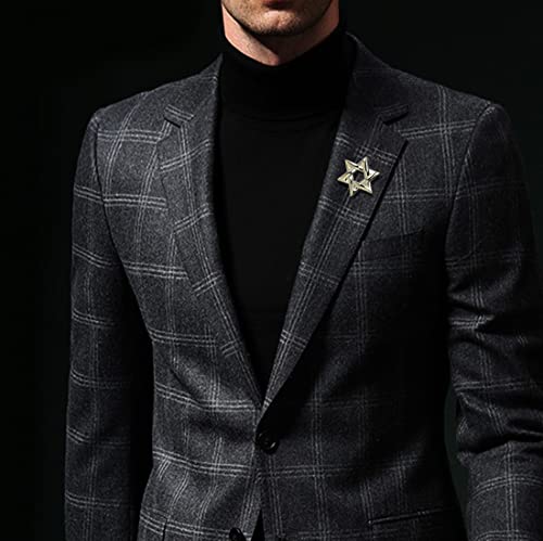 Image of Sparkle Crystal Star of David Brooch Pin Rhinestone Star Bouquet Brooch Pin Lapel Pins Spiritual Brooch Badge