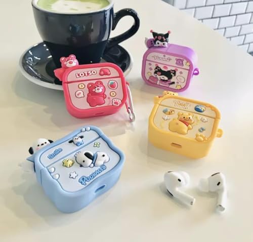 Image of Dezet Cute Soft Silicone Pouh Case for Airpods Pro GEN-2 (2022) � 3D Cartoon Animal Character Cover with Keychain Ring, Shockproof & Dustproof Protective Case for Kids & Girls (Winne Pooh)